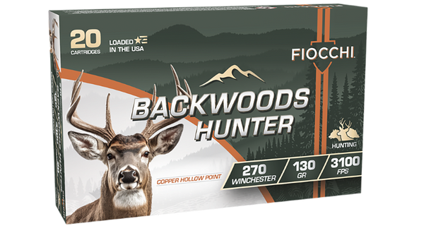 Fiocchi 270BHC Backwoods Hunter  270Win 130gr Copper Hollow Point 20 Per Box/10 Case