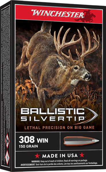 Winchester Ammo SBST308 Ballistic Silvertip  308Win 150gr Rapid Controlled Expansion Polymer Tip 20 Per Box/10 Case