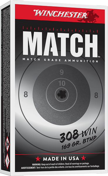 Winchester Ammo S308M2 Match Elite Marksman 308Win 169gr Sierra MatchKing BTHP 20 Per Box/10 Case