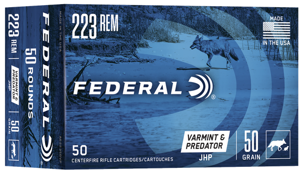 Federal AE22350VP American Eagle Varmint & Predator 223Rem 50gr Jacketed Hollow Point 50 Per Box/5 Case