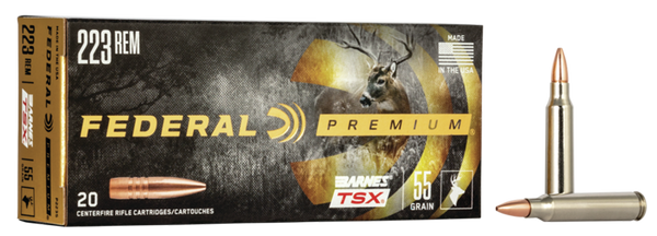 Federal P223S Premium  223Rem 55gr Barnes TSX 20 Per Box/10 Case