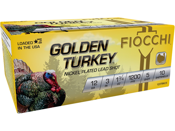 Fiocchi 123TRKC5 Golden Turkey  12Gauge 3" 1 3/4oz 5Shot 10 Per Box/10 Case