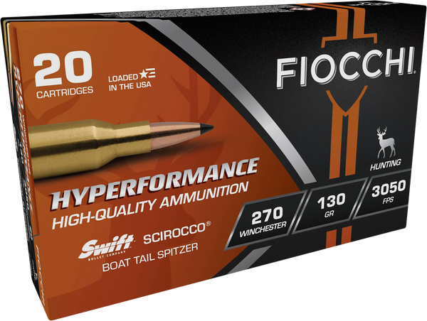 Fiocchi 270SCA Hyperformance  270Win 130gr Swift Scirocco II Bonded 20 Per Box/10 Case