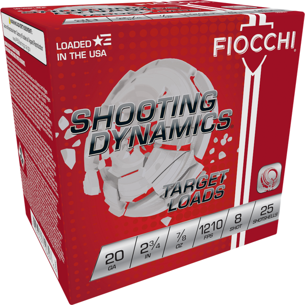Fiocchi 20SD8 Shooting Dynamics Target 20Gauge 2.75" 7/8oz 8Shot 25 Per Box/10 Case