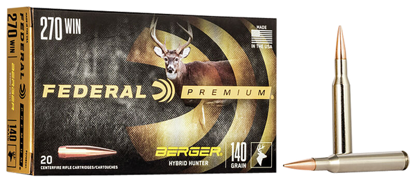 Federal P270BCH1 Premium  270Win 140gr Berger Hybrid Hunter 20 Per Box/10 Case