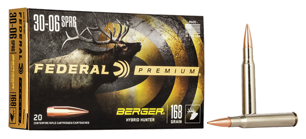 Federal P3006BCH1 Premium  30-06Springfield 168gr Berger Hybrid Hunter 20 Per Box/10 Case