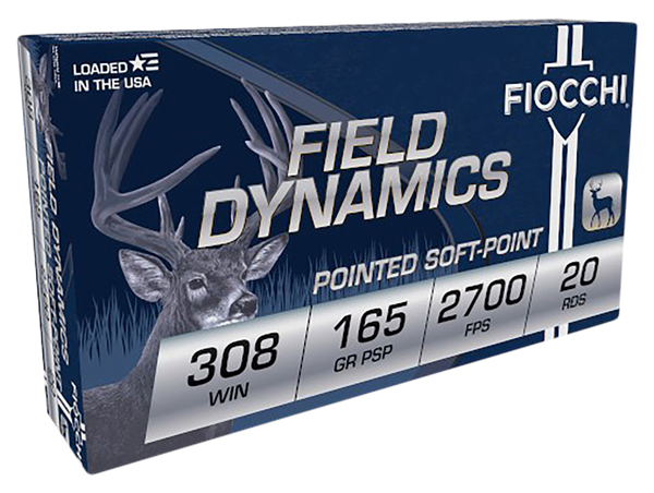 Fiocchi 308D Field Dynamics  308Win 165gr Pointed Soft Point 20 Per Box/10 Case