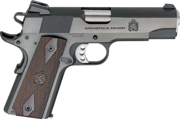 Springfield Armory PX9417 1911 Garrison 9mm Luger 9+1 4.25" Stainless Match Grade Barrel, Blued Serrated Carbon Steel Slide & Frame w/Beavertail, Thinline Wood Grip