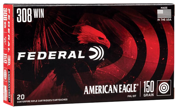 Federal AE308D American Eagle Rifle 308Win 150gr Full Metal Jacket Boat Tail 20 Per Box/25 Case