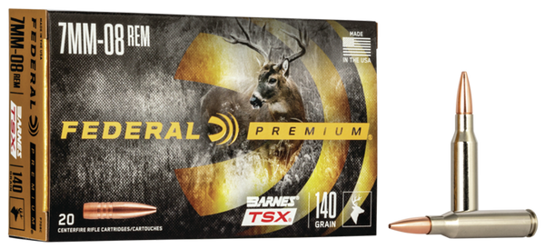 Federal P708C Premium  7mm-08Rem 140gr Barnes TSX 20 Per Box/10 Case