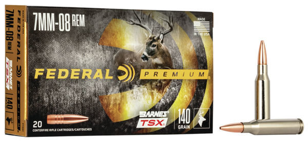 Federal P708C Premium  7mm-08Rem 140gr Barnes TSX 20 Per Box/10 Case
