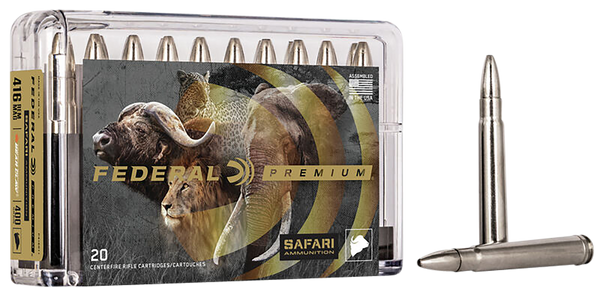 Federal P416RT1 Premium Safari Cape-Shok 416RemMag 400gr Trophy Bonded Bear Claw 20 Per Box/10 Case