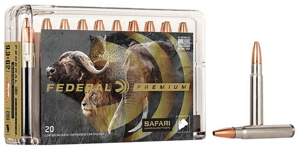 Federal P9362SA Premium Safari Cape-Shok 9.3mmx62Mauser 286gr Swift A Frame 20 Per Box/10 Case