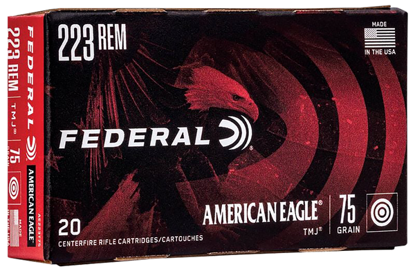 Federal AE223T75 American Eagle Rifle 223Rem 75gr Total Metal Jacket 20 Per Box/25 Case