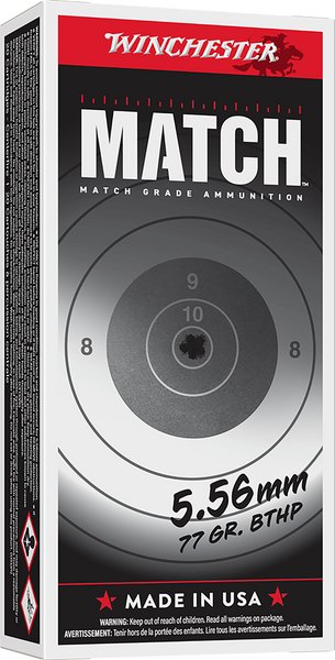 Winchester Ammo S556M Match  5.56x45mmNATO 77gr Sierra MatchKing BTHP 20 Per Box/10 Case