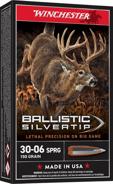 Winchester Ammo SBST3006 Ballistic Silvertip  30-06Springfield 150gr Rapid Controlled Expansion Polymer Tip 20 Per Box/10 Case