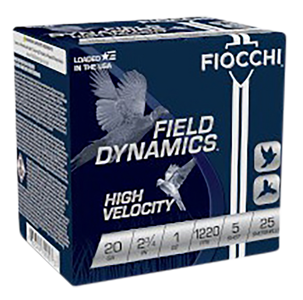 Fiocchi 20HV5 Field Dynamics High Velocity 20Gauge 2.75" 1oz 5Shot 25 Per Box/10 Case