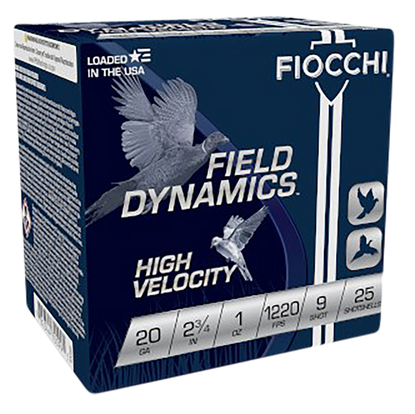 Fiocchi 20HV9 Field Dynamics High Velocity 20Gauge 2.75" 1oz 9Shot 25 Per Box/10 Case