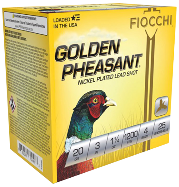 Fiocchi 203GP4 Golden Pheasant Extrema 20Gauge 3" 1 1/4oz 4Shot 25 Per Box/10 Case