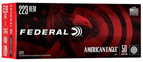 Federal AE223G American Eagle Varmint & Predator 223Rem 50gr Jacketed Hollow Point 20 Per Box/25 Case