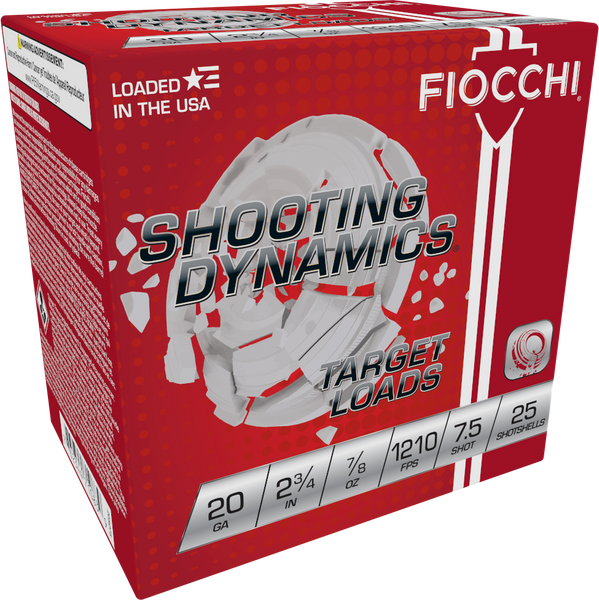 Fiocchi 20SD75 Shooting Dynamics Target 20Gauge 2.75" 7/8oz 7.5Shot 25 Per Box/10 Case