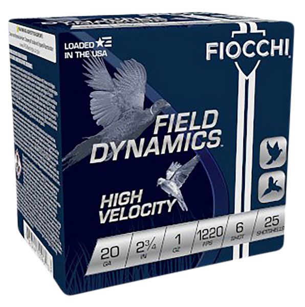 Fiocchi 20HV6 Field Dynamics High Velocity 20Gauge 2.75" 1oz 6Shot 25 Per Box/10 Case