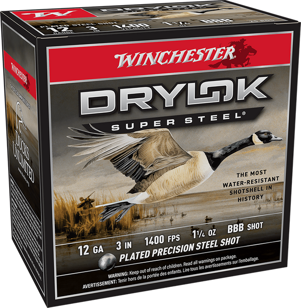 Winchester Ammo XSC123BBB Drylok Super Steel Magnum 12Gauge 3" 1 1/4oz BBBShot 25 Per Box/10 Case