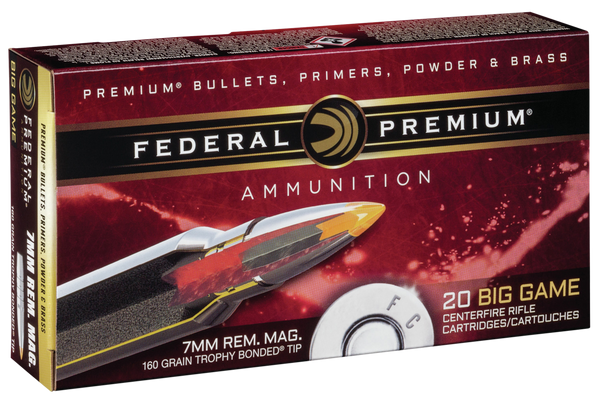 Federal PR7TT1 Premium  7mmRemMag 160gr Trophy Bonded Tip 20 Per Box/10 Case