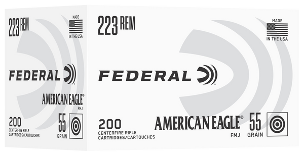 Federal AE223C American Eagle  223Rem 55gr Full Metal Jacket 200 Per Box/5 Case