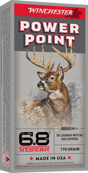 Winchester Ammo X68W1 Power-Point  6.8Western 170gr 20 Per Box/10 Case