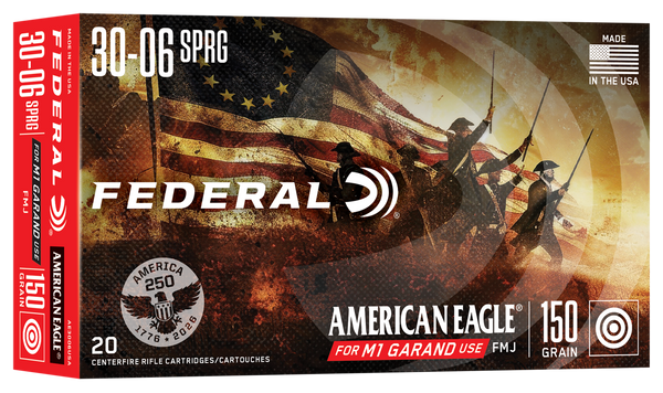 Federal AE3006USA American Eagle  30-06Springfield 150gr Full Metal Jacket 20 Per Box/10 Case