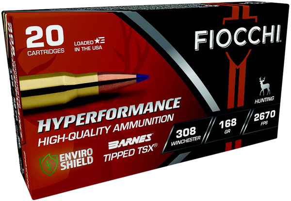 Fiocchi 308TTSX Hyperformance  308Win 168gr Barnes Tipped TSX 20 Per Box/10 Case