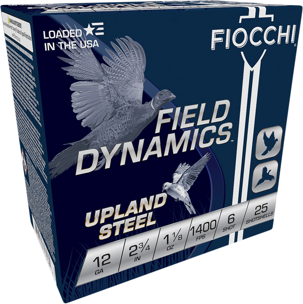 Fiocchi 12HVST6 Field Dynamics Upland Steel 12Gauge 2.75" 1 1/8oz 6Shot 25 Per Box/10 Case