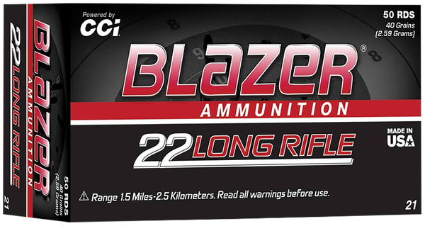 CCI 0021 Blazer High Velocity 22LR 40gr Lead Round Nose 50 Per Box/100 Case