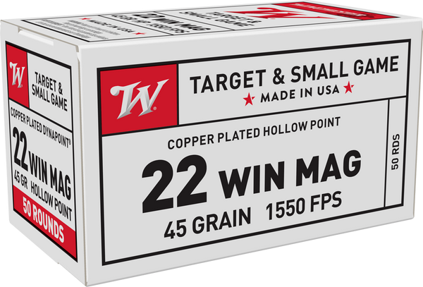 Winchester Ammo USA22M USA Dynapoint 22WMR 45gr Copper Plated Hollow Point 50 Per Box/40 Case