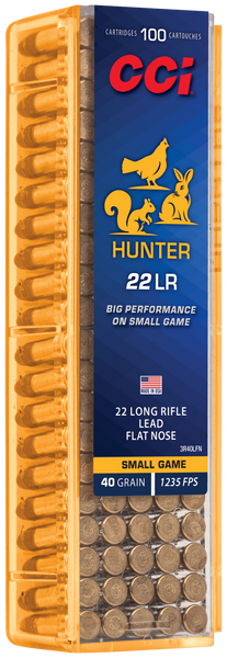 CCI 3R40LFN Hunter  22LR 40gr Lead Flat Nose 100 Per Box/50 Case