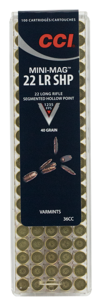 CCI 36CC Mini-Mag High Velocity 22LR 40gr Segmented Hollow Point 100 Per Box/50 Case