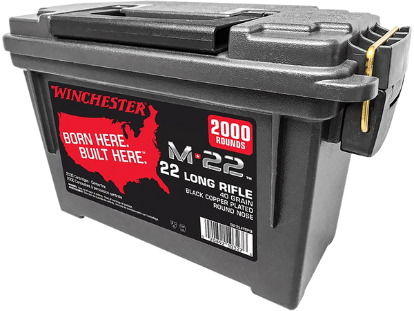 Winchester Ammo S22LRTPB M-22  22LR 40gr Black Copper Plated Round Nose 2000 Per Box/2 Cans *Bulk