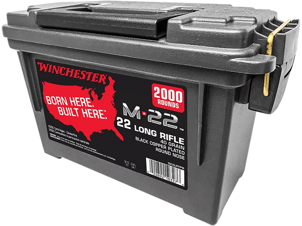 Winchester Ammo S22LRTPB M-22  22LR 40gr Black Copper Plated Round Nose 2000 Per Box/2 Cans *Bulk