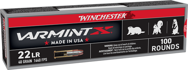 Winchester Ammo XHV22LR Super X  22LR 40gr Hyper Velocity Hollow Point Copper Plated 100 Per Box/20 Case