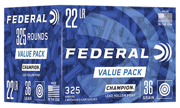 Federal 749 Champion Training Value Pack 22LR 36gr Lead Hollow Point 325 Per Box/10 Case