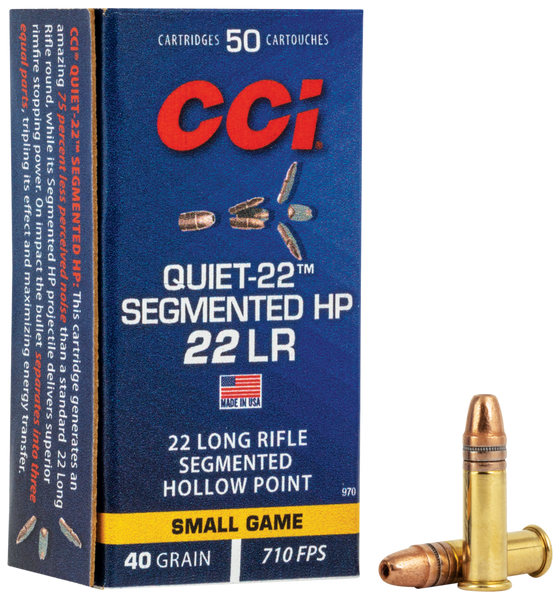 CCI 970 Quiet-22 Segmented HP 22LR 40gr Segmented Hollow Point 50 Per Box/100 Case