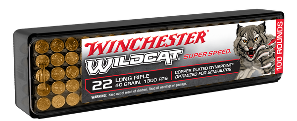 Winchester Ammo WW22LRSSD Wildcat Super Speed 22LR 40gr Copper Plated DynaPoint 100 Per Box/20 Case