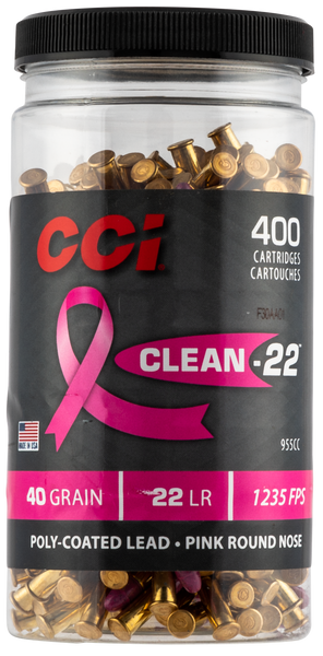 CCI 955CC Clean-22 Rimfire 22LR 40gr Lead Round Nose 400 Per Box/8 Case