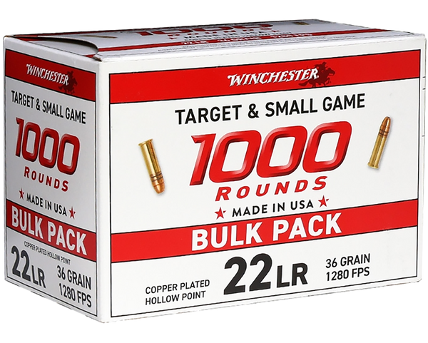 Winchester Ammo 22LR1KHP   22LR 36gr Plated Hollow Point 1000 Per Box/2 Case