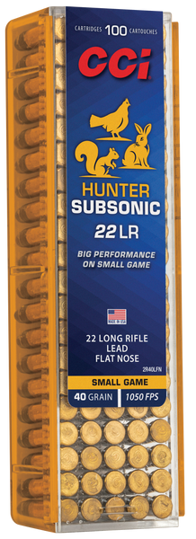 CCI 2R40LFN  Subsonic 22LR 40gr Lead Flat Nose 100 Per Box/50 Case