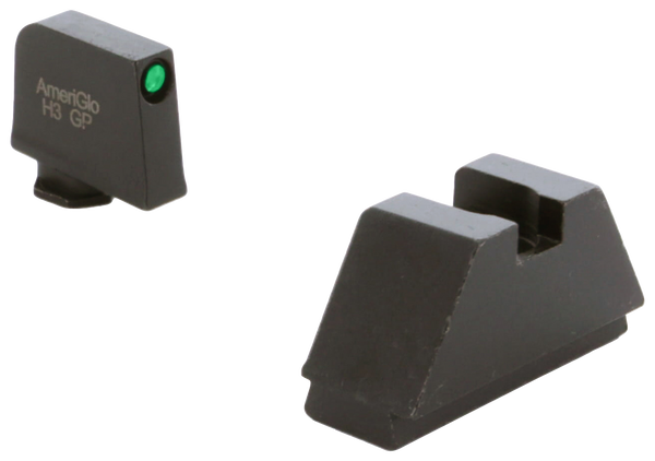 AmeriGlo GL810 Optic Compatible Sight Set for Glock  2XL Tall Green Tritium Black Outline Front Sight-Black Rear Sight
