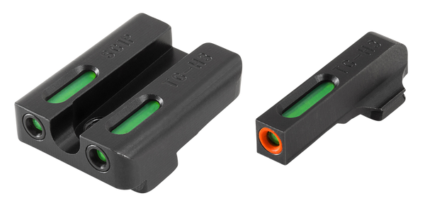 TruGlo TG13SG2PC TFX Pro  Black | Green Tritium & Fiber Optic Orange Outline Front Sight Green Tritium & Fiber Optic Rear Sight