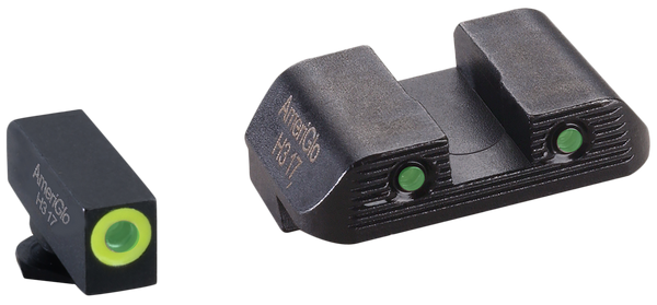 AmeriGlo GL822 Trooper Sight Set for Glock  Green Tritium LumiGreen Outline Front Sight-Green Tritium Black Outline Rear Sight
