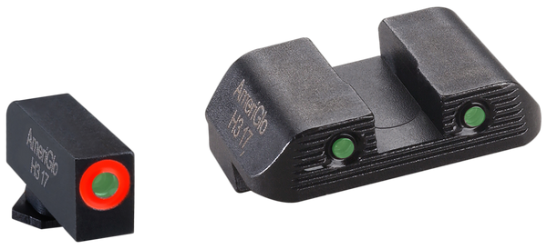 AmeriGlo GL823 Trooper Sight Set for Glock  Green Tritium Orange Outline Front Sight-Green Tritium Black Outline Rear Sight